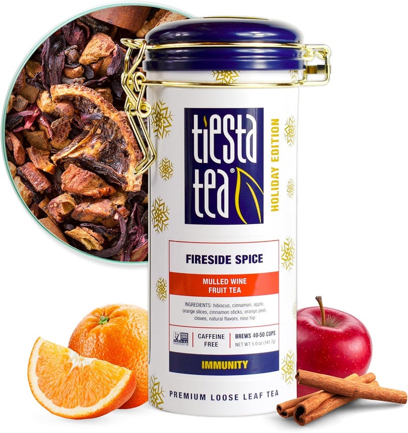 Tiesta Tea Fireside Spice - Mulled Wine Herbal Tea, Loose Leaf, 5 Ounce Refillable Tin, Non-Caffeinated, Brews Up to 50 Cups - Image 1